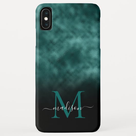 Metallic Blauwgroen Blauw Groen Monogram Girly Scr Case-Mate iPhone Case (Achterkant)