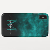 Metallic Blauwgroen Blauw Groen Monogram Girly Scr Case-Mate iPhone Case (Achterkant (horizontaal))