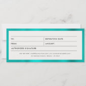 Metallic Blauwgroen Business Cadeaubon (Voorkant)