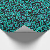 Metallic Blauwgroen groene en zwarte vlinderdampen Cadeaupapier (Hoek)