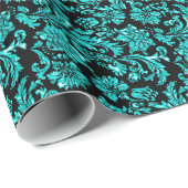 Metallic Blauwgroen groene en zwarte vlinderdampen Cadeaupapier (Rol Hoek)