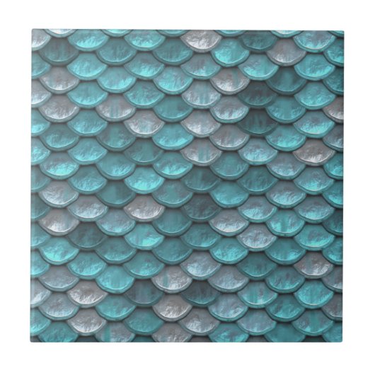 Metallic Blauwgroen patroon Tegeltje (Voorkant)