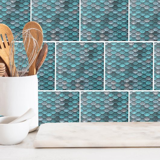 Metallic Blauwgroen patroon Tegeltje