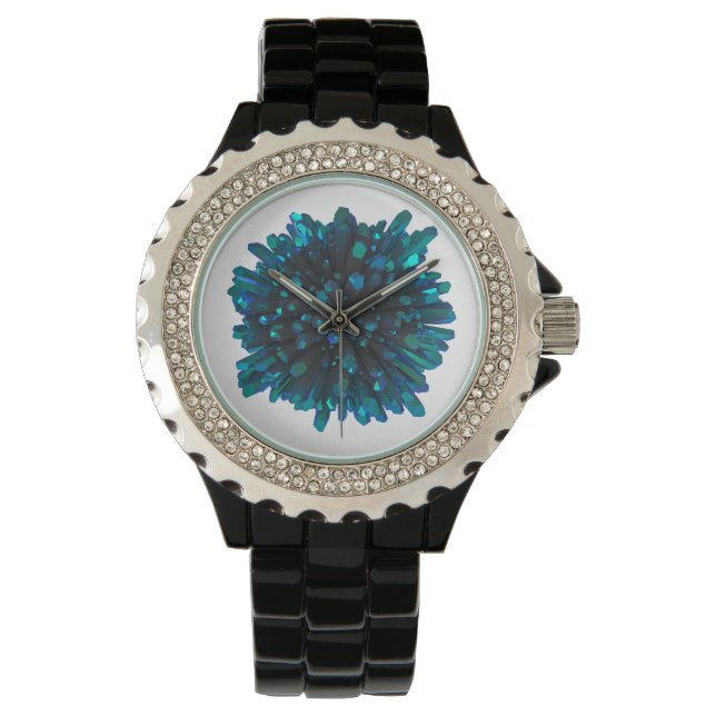 *~* Metallic Blauwgroen Turquoise Crystal voor vro Horloge (Voorkant)