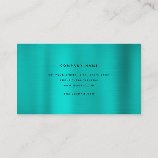 Metallic Blauwgroen Turquoise Monogram Modern Mini Visitekaartje (Achterkant)