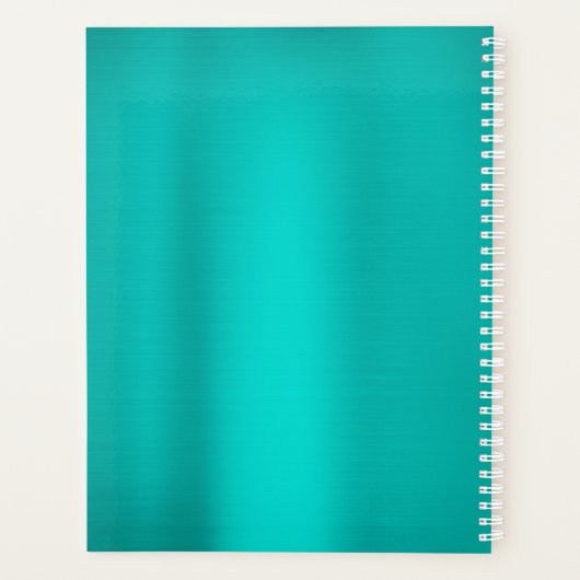 Metallic Blauwgroen Turquoise Signature Script Planner (Achterkant)