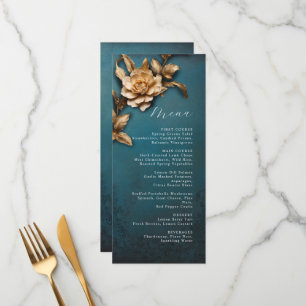 Metallic bloemenbruiloft menu