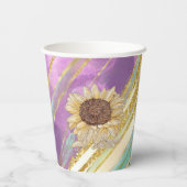 Metallic bloemige achtergrond zonnebloem papier cu papieren bekers (Achterkant)