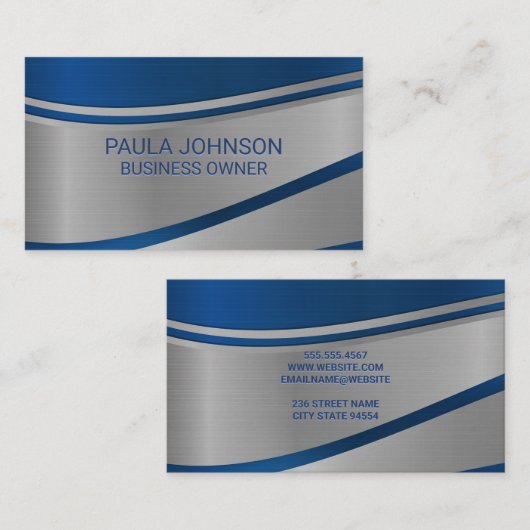 Metallic Blue Abstract achtergrond Visitekaartje (Voorkant / Achterkant)