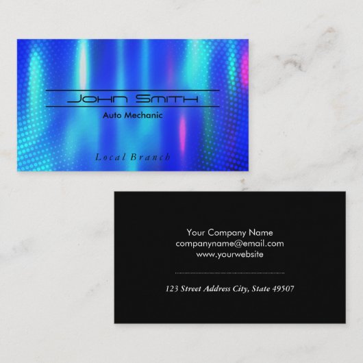 Metallic Blue Brushed Industrial Visitekaartje (Voorkant / Achterkant)