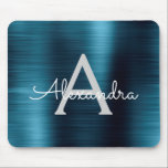 Metallic Blue Business Folie Monogram Naam Muismat<br><div class="desc">Blue Faux Brushed Metal Metallic RVS Monogram Naam Monogram Mousepad. Deze monogrammed Mousepad kan worden aangepast om uw voornaam en initiaal op te nemen en is ideaal voor school of de kantoor en maakt een geweldig kerst- of verjaardagscadeau.</div>
