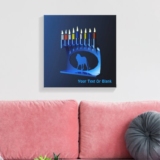 Metallic Blue Chanukkah Menorah Canvas Afdruk (Insitu (Woonkamer))