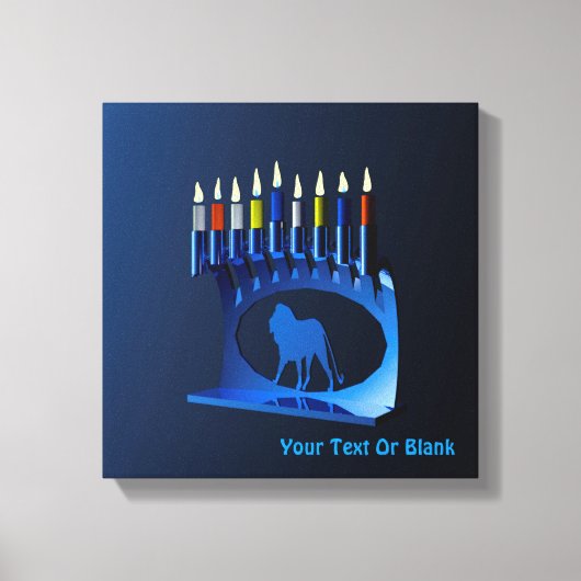 Metallic Blue Chanukkah Menorah Canvas Afdruk (Voorkant)