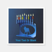 Metallic Blue Chanukkah Menorah Servet (Voorkant)