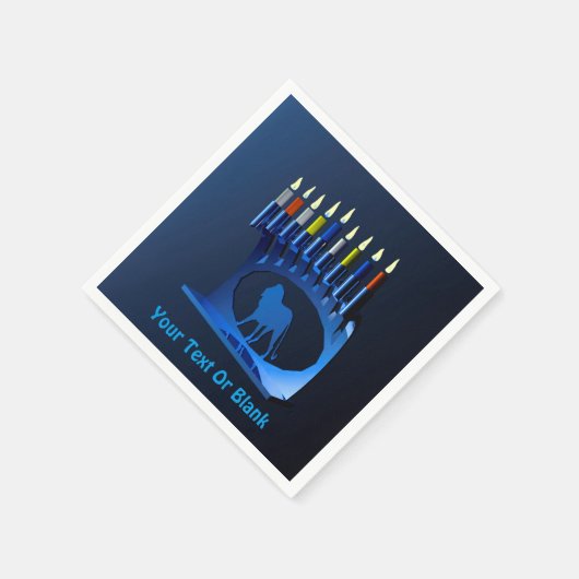 Metallic Blue Chanukkah Menorah Servet (Hoek)