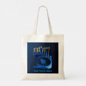 Metallic Blue Chanukkah Menorah Tote Bag (Achterkant)