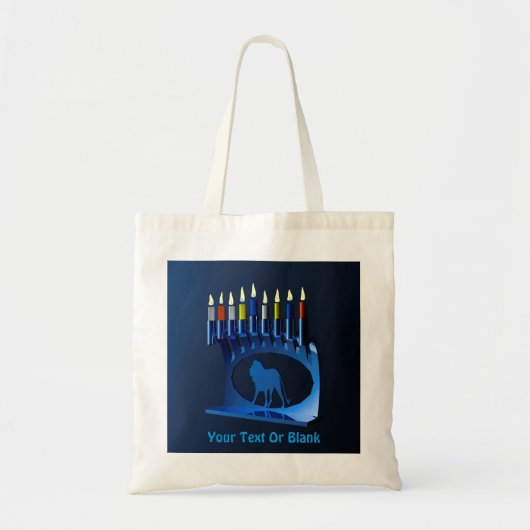 Metallic Blue Chanukkah Menorah Tote Bag (Voorkant)
