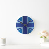 Metallic Blue Classic Union Jack British (UK) vlag Ronde Klok (Huis)