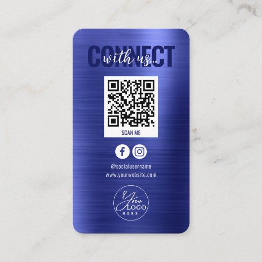 Metallic Blue Connect met Amerikaanse sociale medi Visitekaartje (Voorkant)