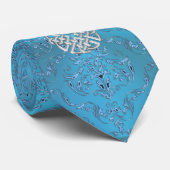 Metallic Blue Damask met Keltische knoop Stropdas (Opgerold)