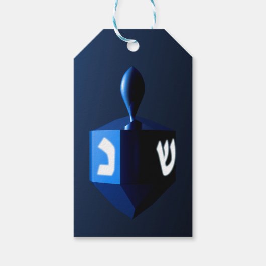 Metallic Blue Dreidel Cadeaulabel (Voorkant)
