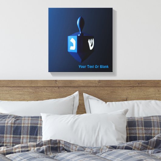 Metallic Blue Dreidel Canvas Afdruk (Insitu (Slaapkamer))