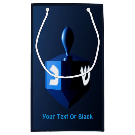 Metallic Blue Dreidel Klein Cadeauzakje (Achterkant)