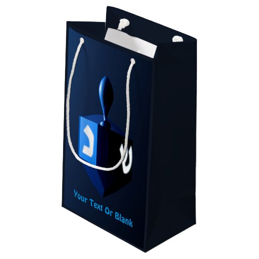 Metallic Blue Dreidel Klein Cadeauzakje (Achterkant Gekanteld)