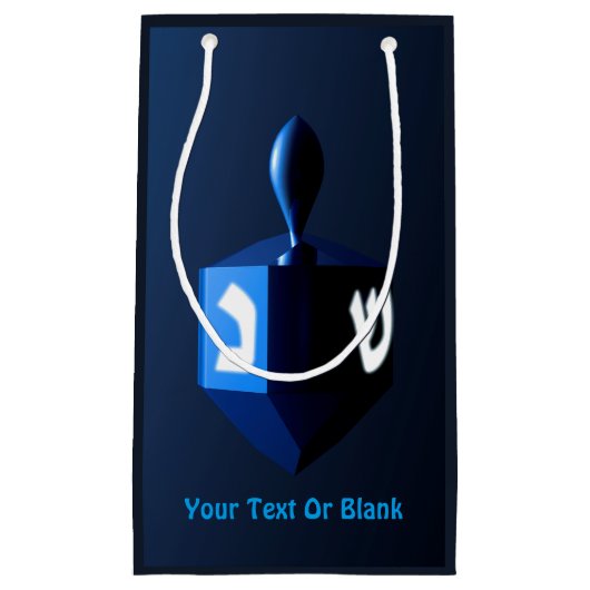 Metallic Blue Dreidel Klein Cadeauzakje (Voorkant)