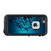 Metallic Blue en Dark Blue Floral Lace LifeProof iPhone Hoesje (Achterkant (horizontaal))