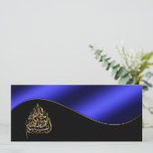 Metallic Blue en Gold Islamic Muslim Weduwen Kaart (Staand voorkant)