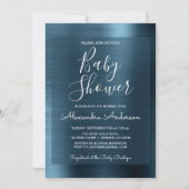 Metallic Blue Folie Baby shower Invitation Kaart (Voorkant)