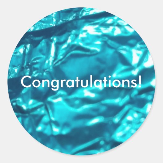 Metallic Blue, gefeliciteerd Happy Birthday Ronde Sticker (Voorkant)