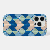 Metallic blue geometric diamond shapes iPhone hoesje (Achterkant horizontaal)