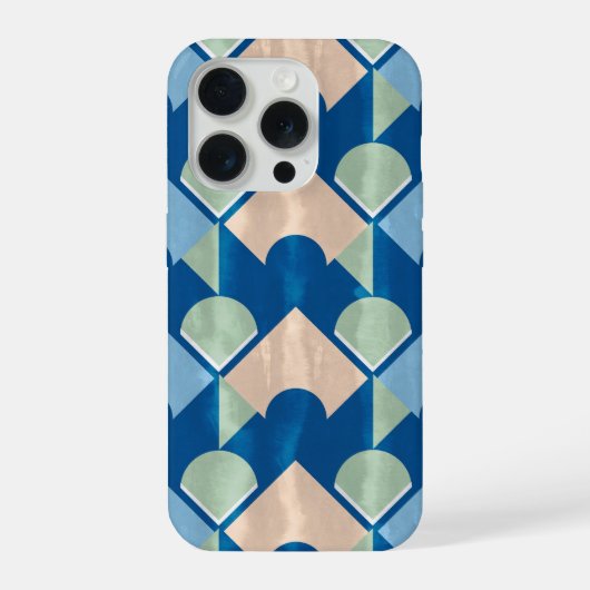 Metallic blue geometric diamond shapes iPhone hoesje (Achterkant)