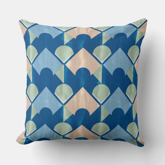 Metallic blue geometric diamond shapes kussen (Voorkant)
