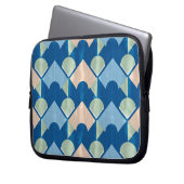 Metallic blue geometric diamond shapes laptop sleeve (Voorkant Links)