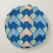 Metallic blue geometric diamond shapes rond kussen (Achterkant)