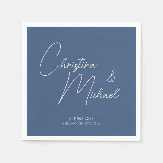 Metallic Blue · Handgeschreven script Servet (Voorkant)