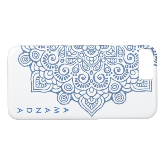 METALLIC  BLUE Intricate Lace Mandala wit Case-Mate iPhone Case (Achterkant (Horizontaal))