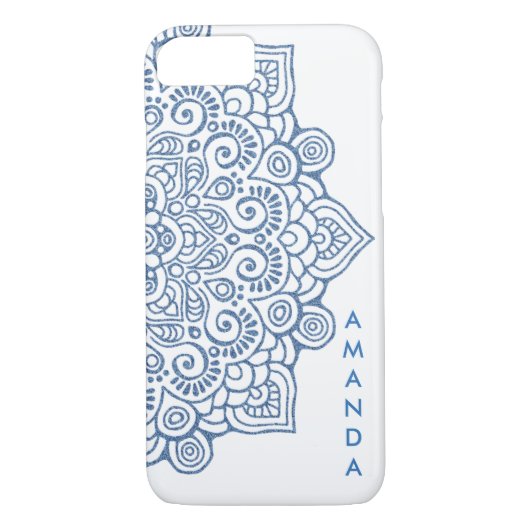 METALLIC  BLUE Intricate Lace Mandala wit Case-Mate iPhone Case (Achterkant)