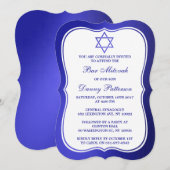 Metallic Blue Jewish Star van David Bar Mitzvah Kaart (Voorkant / Achterkant)