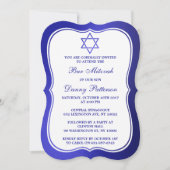 Metallic Blue Jewish Star van David Bar Mitzvah Kaart (Voorkant)