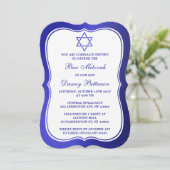 Metallic Blue Jewish Star van David Bar Mitzvah Kaart (Staand voorkant)