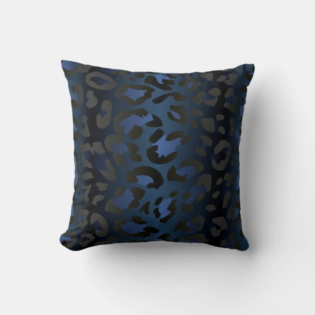 Metallic Blue Leopard Skin Pillow Kussen (Voorkant)