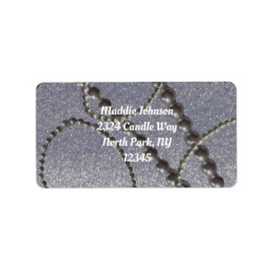 Metallic Blue met Pearls Address Label