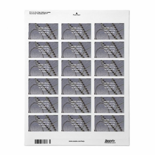 Metallic Blue met Pearls Address Label (Full Sheet)