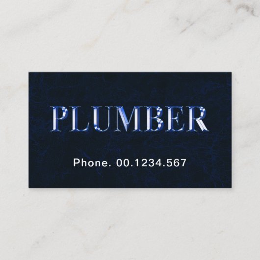 Metallic Blue Plumber Signage Blue Water Grunge Visitekaartje (Voorkant)