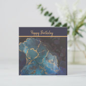 Metallic Blue Poppies Flat Card Kaart (Staand voorkant)