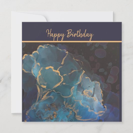 Metallic Blue Poppies Flat Card Kaart (Voorkant)